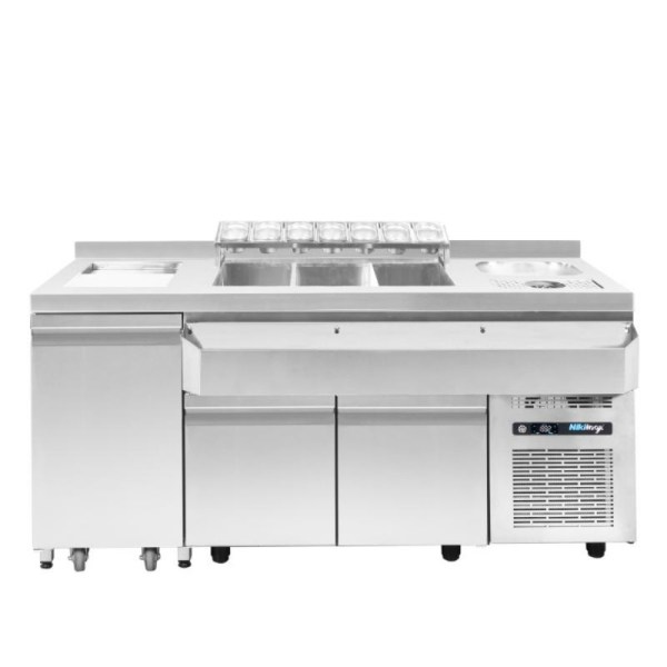 Ψυχόμενο Bar Station με Αμπάρι Σκουπιδιών 179x70x88cm NikiInox R0BS.GN179R.W55
