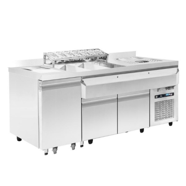 Ψυχόμενο Bar Station με Αμπάρι Σκουπιδιών 179x70x88cm NikiInox R0BS.GN179R.W55