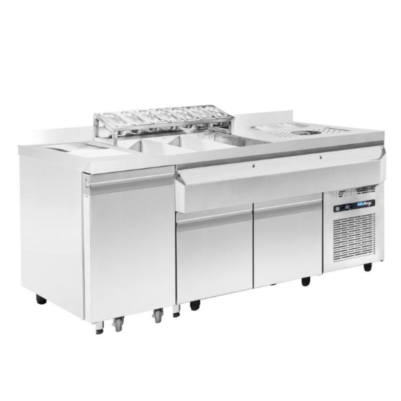Ψυχόμενο Bar Station με Αμπάρι Σκουπιδιών 179x70x88cm NikiInox R0BS.GN179R.W55