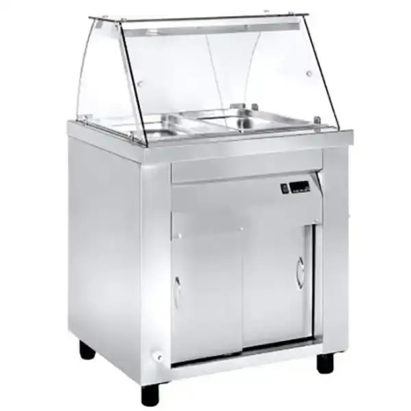 Μπαιν Μαρί Επιδαπέδιo 2 GN 1/1 Με Βιτρίνα NikiInox 00MM.80075H.21