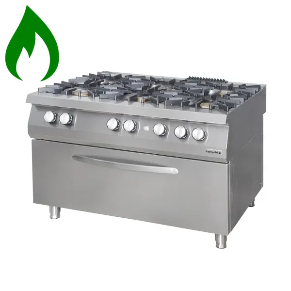 Επαγγελματική κουζίνα με 6 εστίες υγραερίου με φούρνο υγραερίου ΟΖΤΙ 7865.N1.12708.50NL