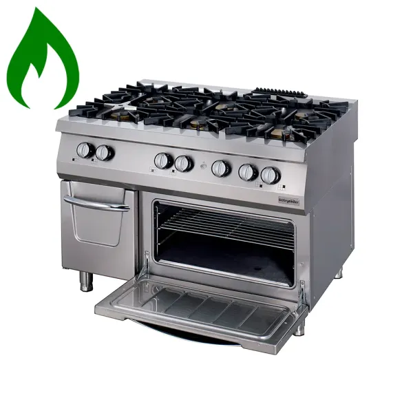 Επαγγελματική κουζίνα με 6 εστίες υγραερίου με φούρνο υγραερίου OZTI 7865.N1.12908.10P