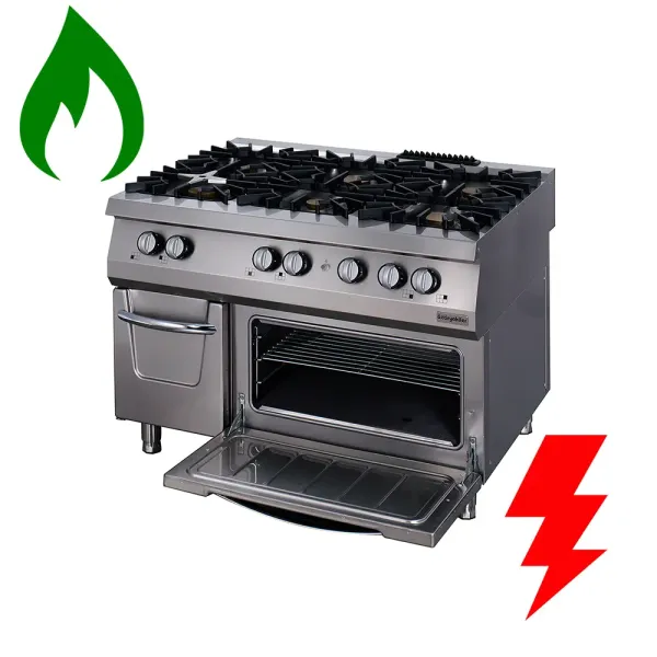 Επαγγελματική κουζίνα με 6 εστίες υγραερίου με φούρνο ηλεκτρικό OZTI 7865.N1.12908.10E