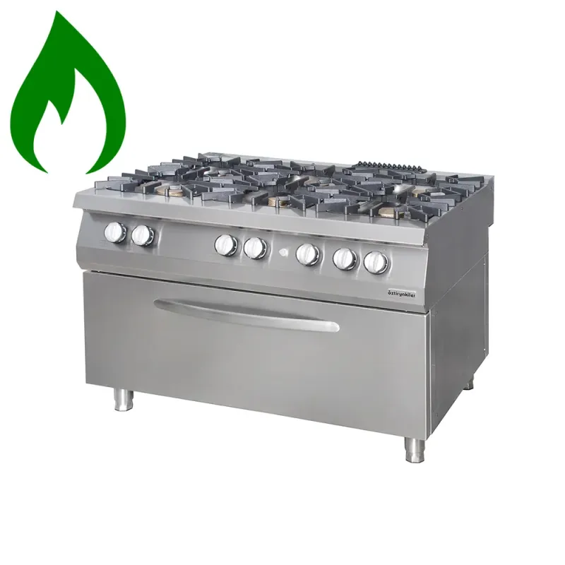 Επαγγελματική κουζίνα με 6 εστίες υγραερίου με φούρνο υγραερίου OZTI 7865.N1.12908.50