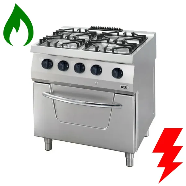 Κουζίνα με 4 εστίες Υγραερίου & Ηλεκτρικό Φούρνο OZTI 7865.N1.80708.10NELP