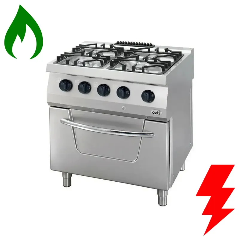 Κουζίνα με 4 εστίες Υγραερίου & Ηλεκτρικό Φούρνο OZTI 7865.N1.80708.10NELS