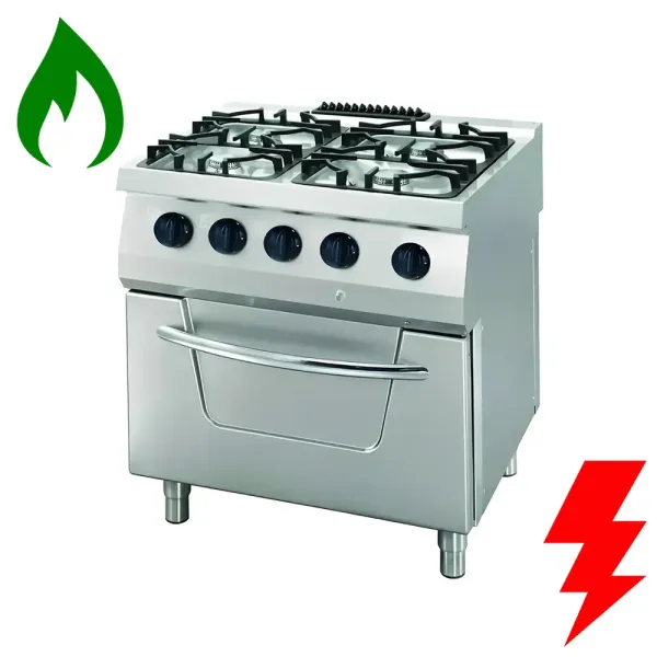 Κουζίνα με 4 εστίες Υγραερίου & Ηλεκτρικό Φούρνο OZTI 7865.N1.80708.10NEL