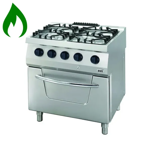 Επαγγελματική κουζίνα με 4 εστίες υγραερίου με φούρνο υγραερίου ΟΖΤΙ 7865.N1.80708.10NLS