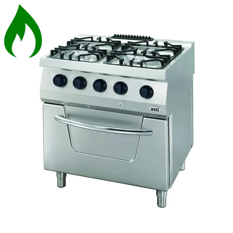 Επαγγελματική κουζίνα με 4 εστίες υγραερίου με φούρνο υγραερίου ΟΖΤΙ 7865.N1.80708.10NLS