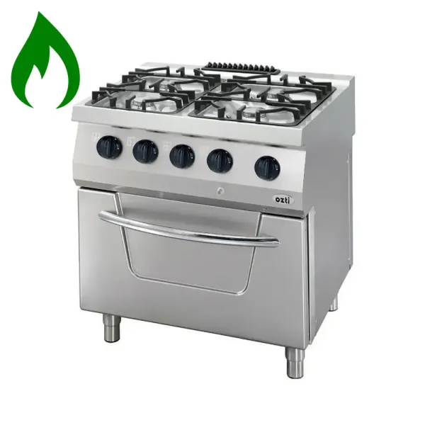 Επαγγελματική κουζίνα με 4 εστίες υγραερίου με φούρνο υγραερίου ΟΖΤΙ 7865.N1.80708.10NL