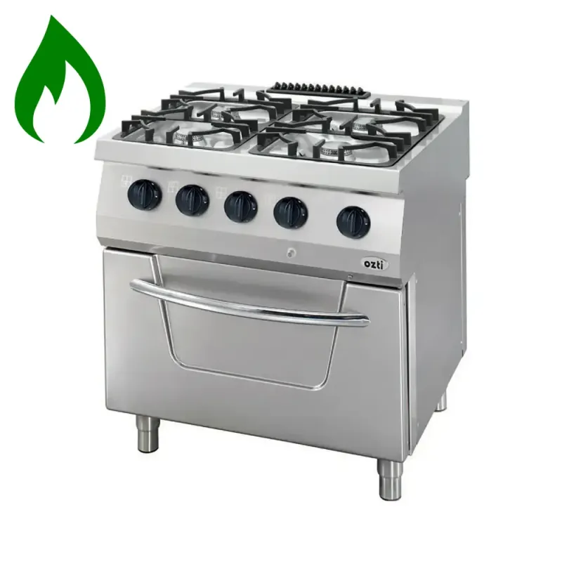 Επαγγελματική κουζίνα με 4 εστίες υγραερίου με φούρνο υγραερίου ΟΖΤΙ 7865.N1.80708.10NL