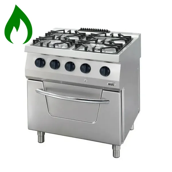 Επαγγελματική κουζίνα με 4 εστίες υγραερίου με φούρνο υγραερίου ΟΖΤΙ 7865.N1.80708.10NLP