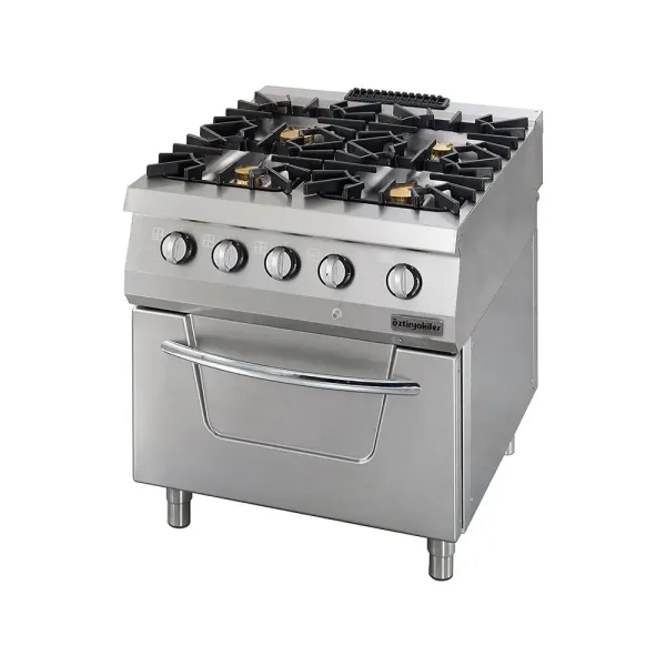 Επαγγελματική κουζίνα με 4 εστίες υγραερίου με φούρνο ηλεκτρικό OZTI 7865.N1.80908.10E