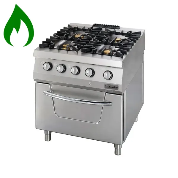 Επαγγελματική κουζίνα με 4 εστίες υγραερίου με φούρνο υγραερίου OZTI 7865.N1.80908.10P