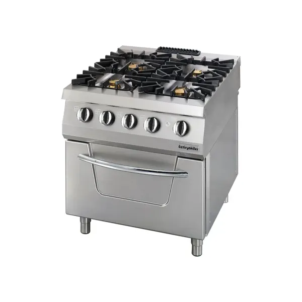 Επαγγελματική κουζίνα με 4 εστίες υγραερίου και φούρνο υγραερίου OZTI 7865.N1.80908.10