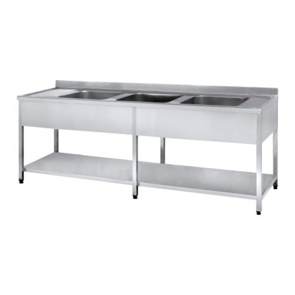 Λάντζα Ανοιχτή Με 3 Γούρνες NikiInox MBOS.70209.35