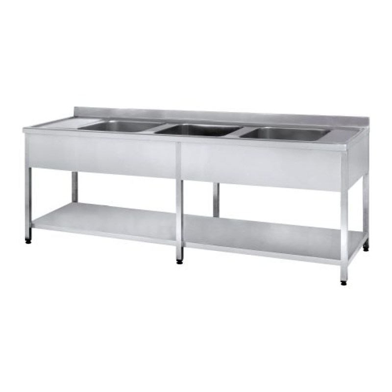 Λάντζα Ανοιχτή Με 3 Γούρνες NikiInox MBOS.70209.35
