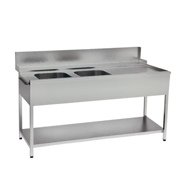 Λάντζα εισόδου πλυντηρίου με 2 γούρνες 40x50x30cm NikiInox LB0S.P8120.25