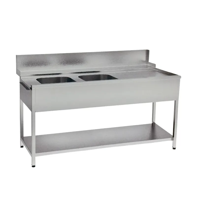 Λάντζα εισόδου πλυντηρίου με 2 γούρνες 40x50x30cm NikiInox LB0S.P8160.25