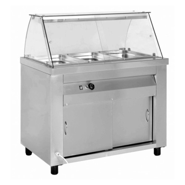 Μπαιν Μαρί Επιδαπέδιο 3 GN 1/1 με βιτρίνα NikiInox 00MM.80107H.31