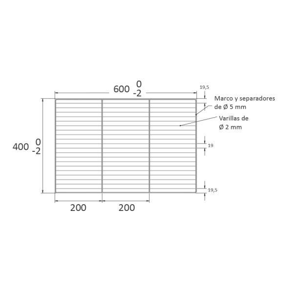  Σχάρα inox 60x40cm CAFF FIO 7024
