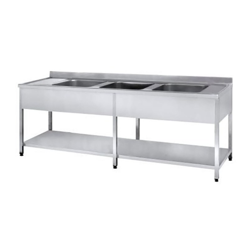 Λάντζα Ανοιχτή Με 3 Γούρνες NikiInox MBOS.70230.35