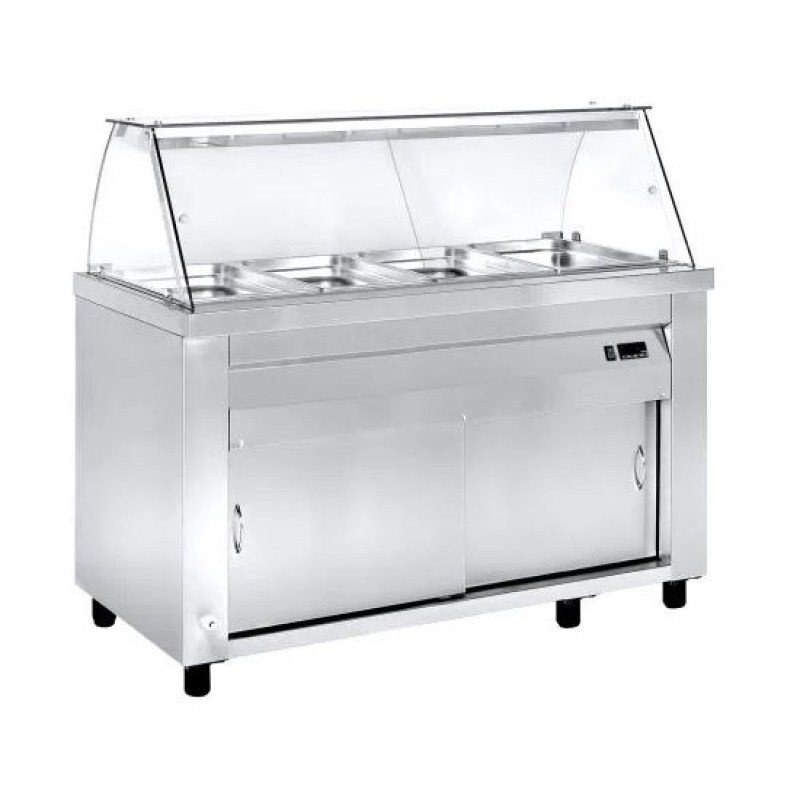 Μπαιν Μαρί Επιδαπέδιο 4GN 1/1 με βιτρίνα NikiInox MM ED 140G