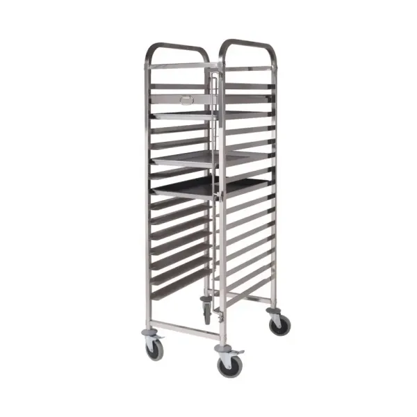 Τρόλεϊ Mεταφοράς Δίσκων INOX 60x40cm 15 θέσεων (24-3015)