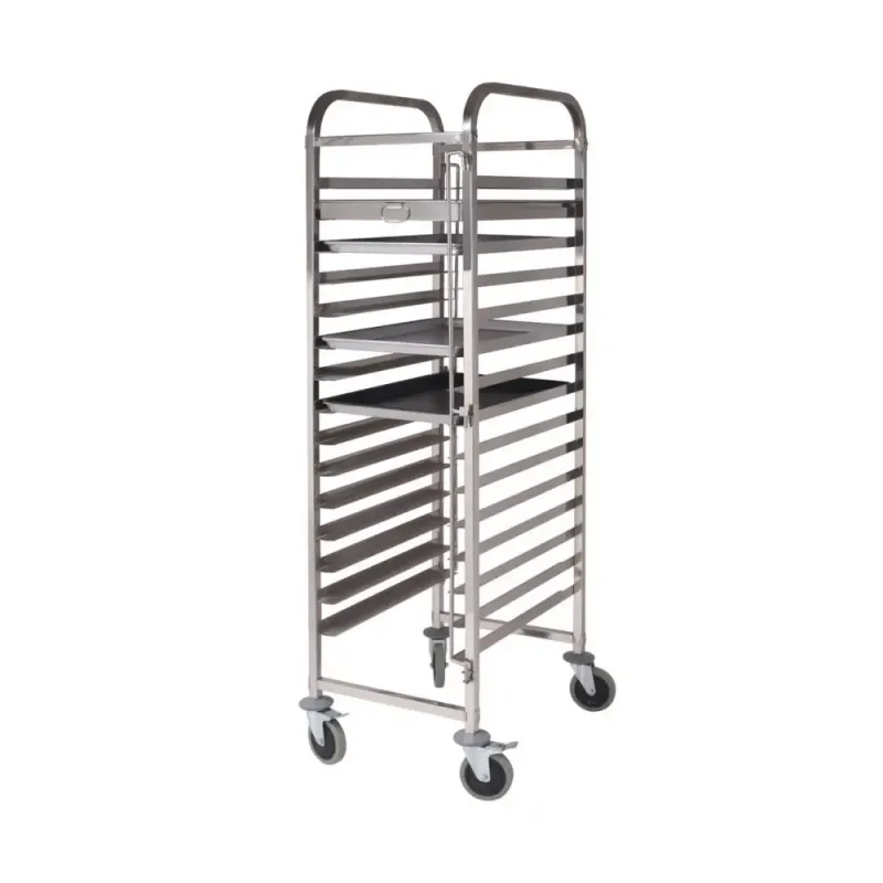 Τρόλεϊ Mεταφοράς Δίσκων INOX 60x40cm 15 θέσεων (24-3015)